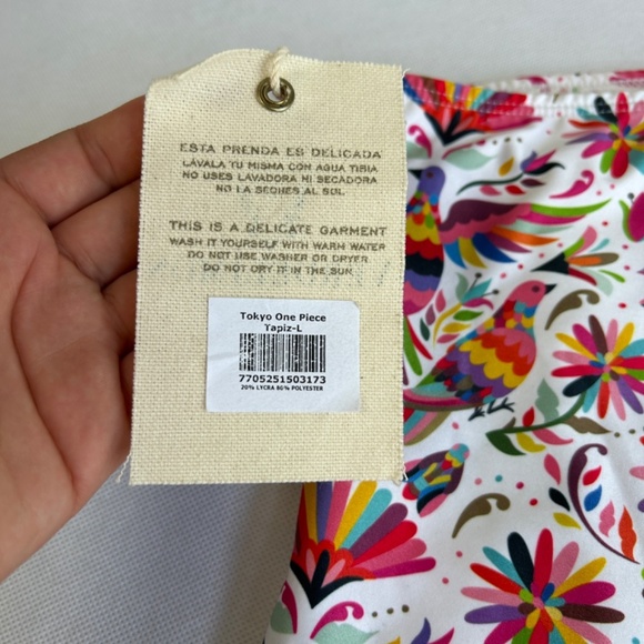 Verde Limon size L Tokyo one piece swimsuit one shoulder white bird print NEW - Picture 7 of 16